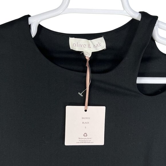 Anthropologie NWT Olive & Oak Womens S Black Long Sleeve Asymmetrical Cutout Top - Picture 10 of 16